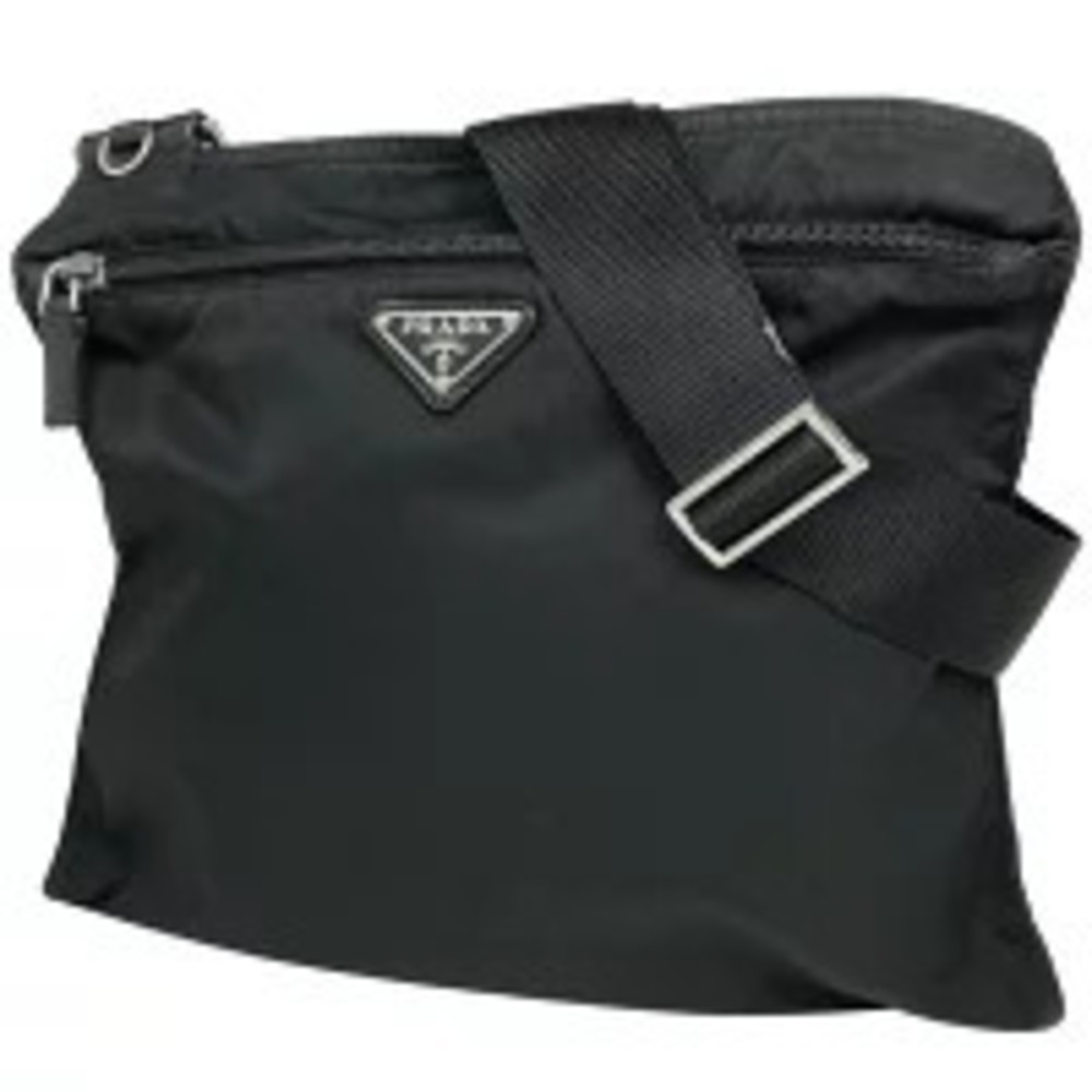 Prada Plate Shoulder Bag Crossbody Black